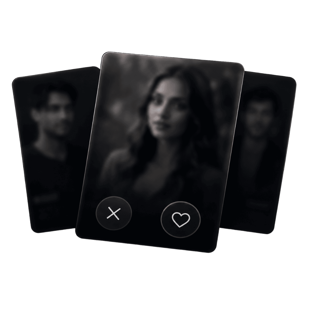 Stacked profile swipe cards